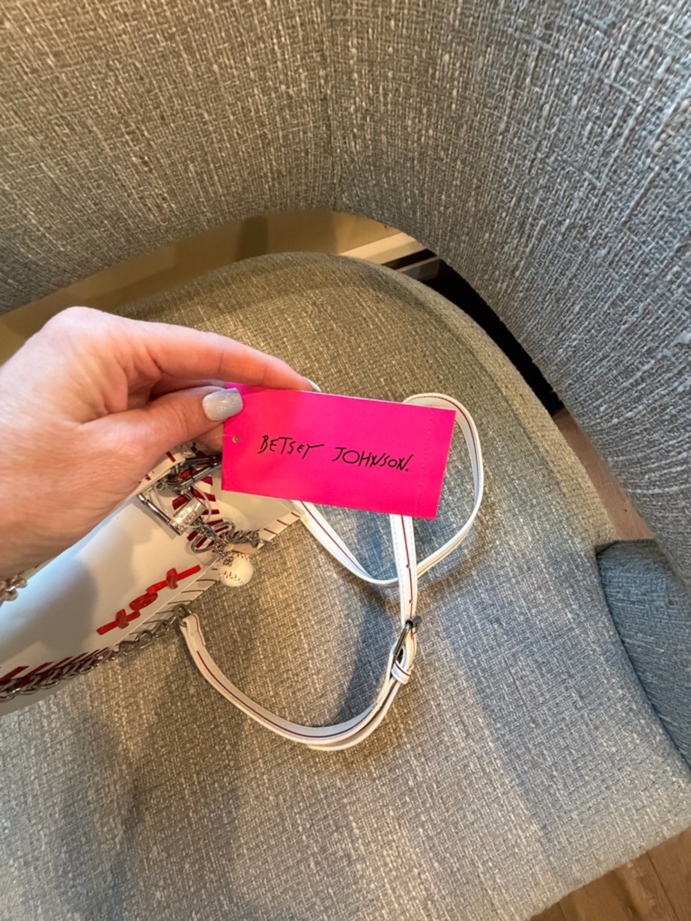 Betsey Johnson XOX Baseball Bag with Baseball Bat Bag Charm - Picture 6 of 15